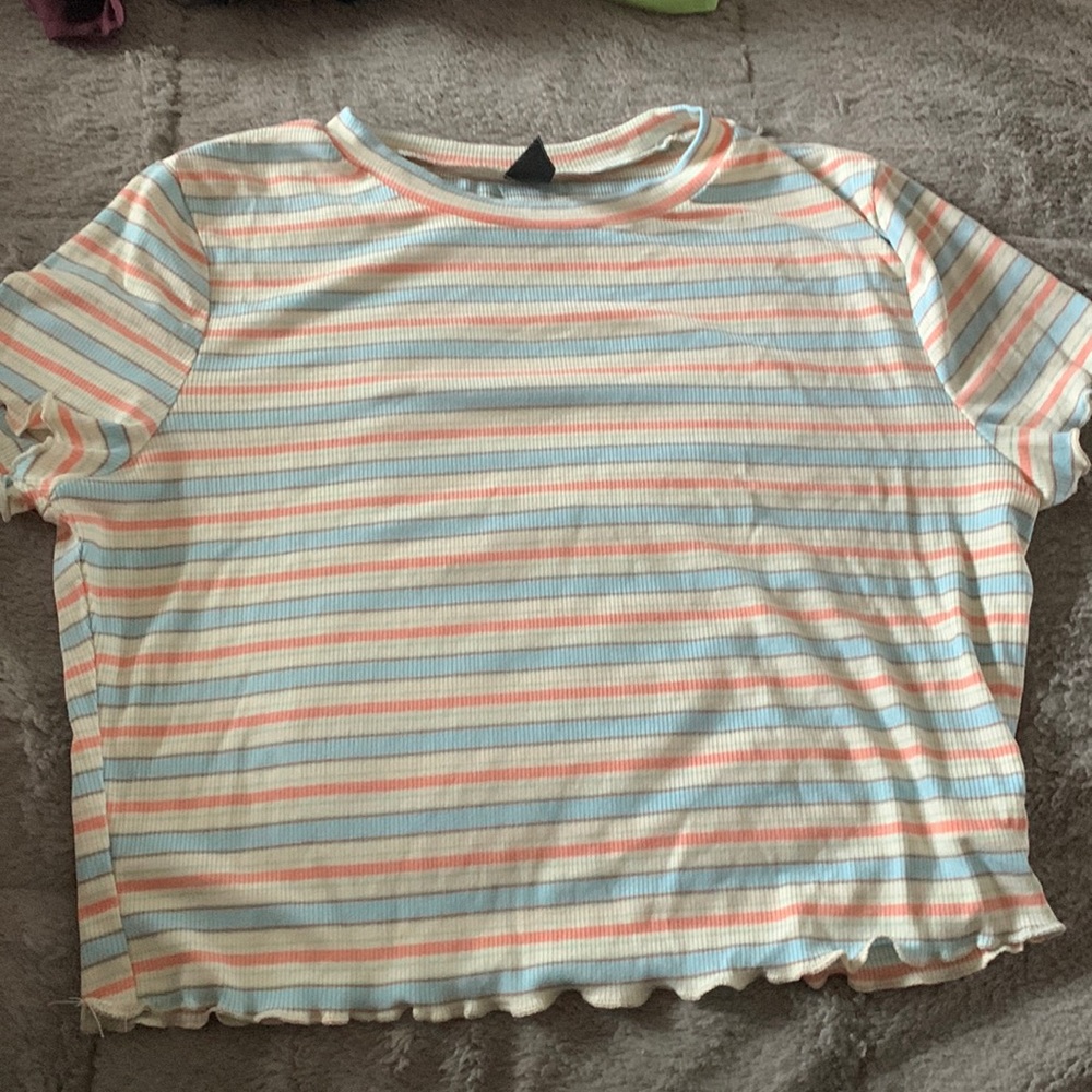 SHEIN striped cropped shirt